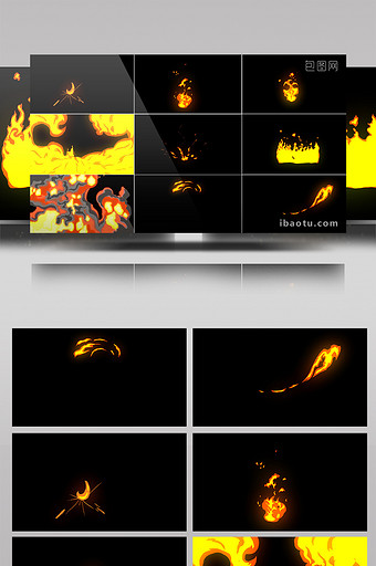 10组4K带通道卡通火流体视频素材图片