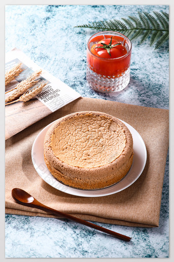 戚风蛋糕小麦早餐桌布西红美食摄影图片