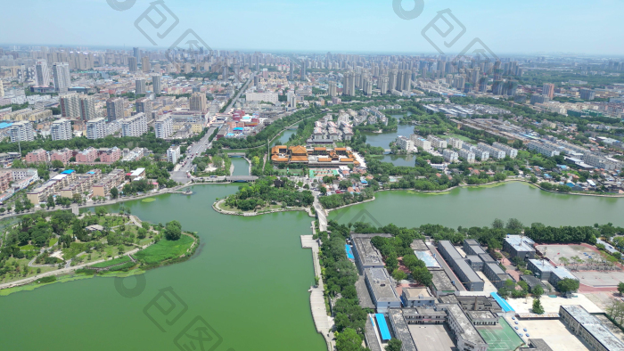航拍山东聊城东昌湖景区图片-包图网企业站