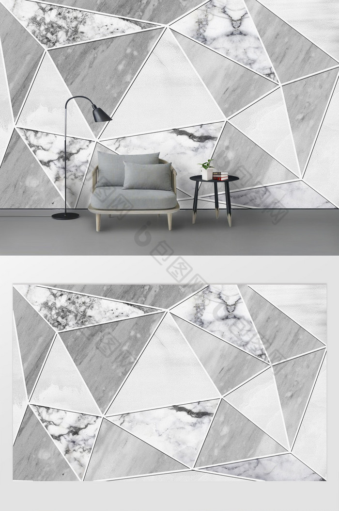 现代简约大理石纹理几何抽象电视背景墙图片图片