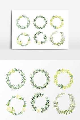 圆形花环植物装饰元素