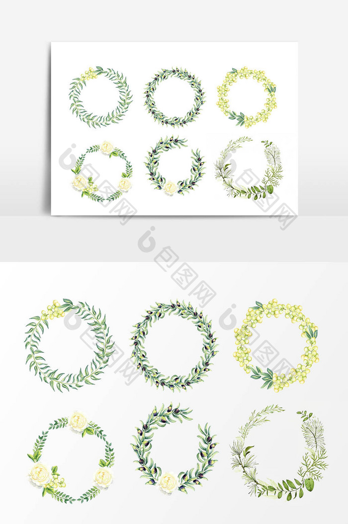 圆形花环植物装饰元素