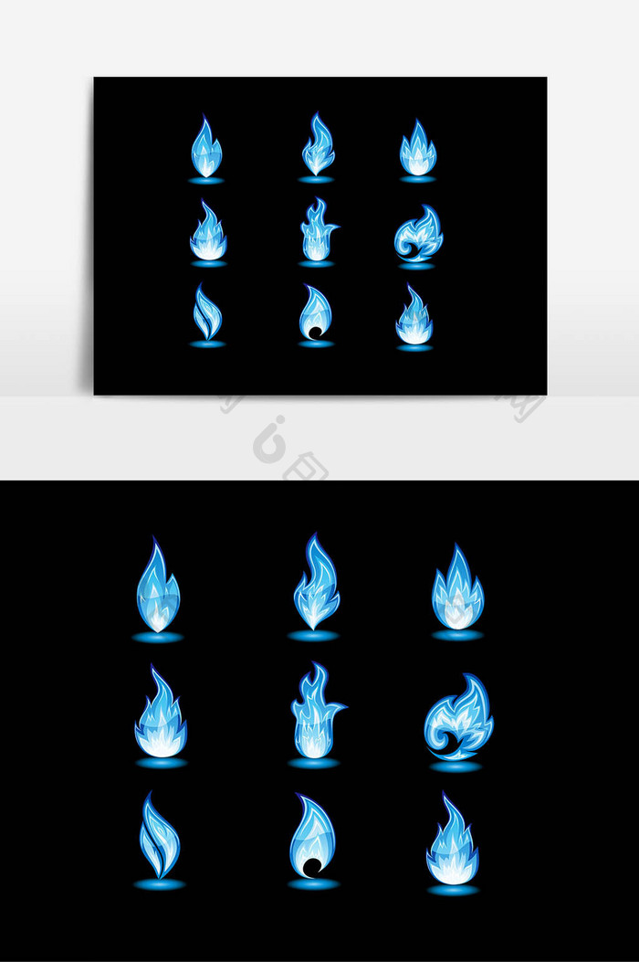 蓝色火焰图案设计元素
