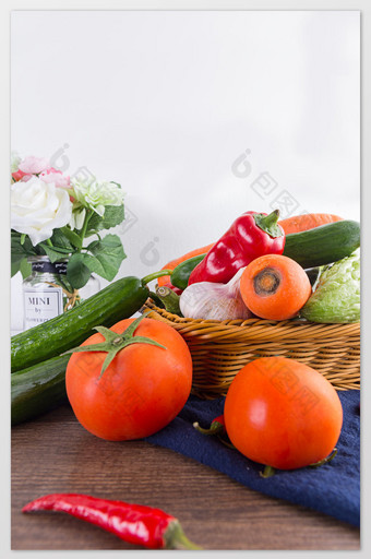 新鲜果蔬背景清新健康瓜果白色高清摄影图图片