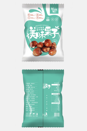 清新图案插画美味栗子食品包装设计