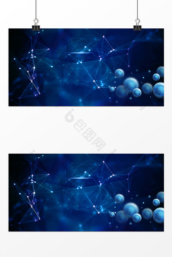 蓝色商务科技生物展板背景图片