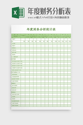 公司年度财务分析统计表Excel模板