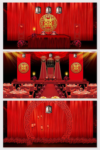 国潮汉风中式婚礼效果图图片