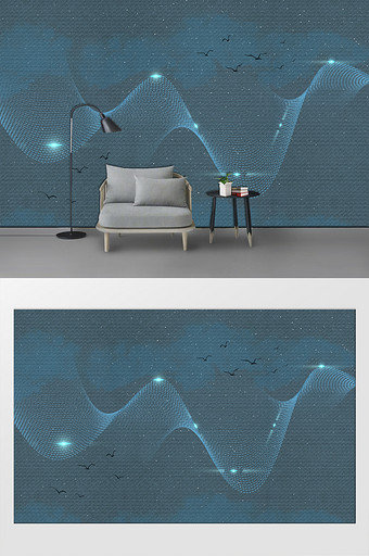 梦幻抽象线条星空客厅沙发背景墙图片