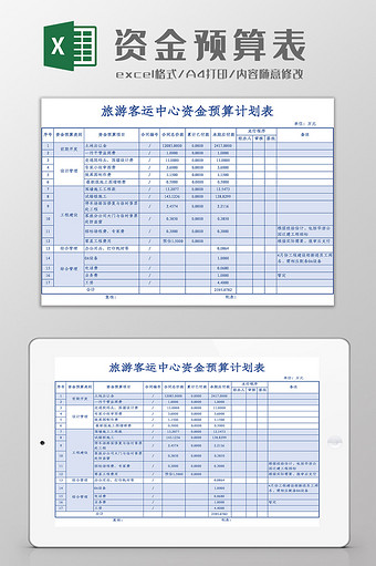 资金预算计划表Excel模板图片