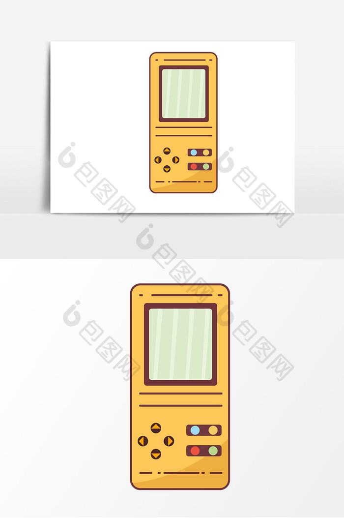 手绘卡通黄色游戏机矢量元素