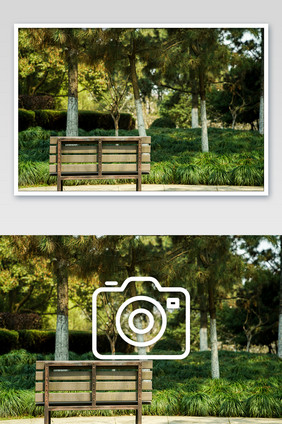 公园里无人落座的长椅摄影图片