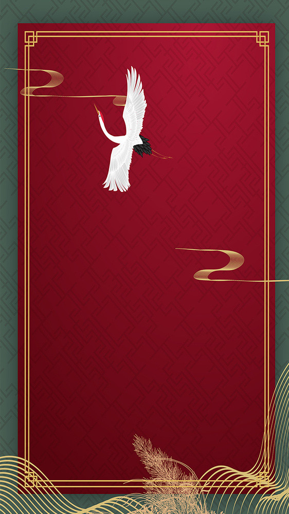 古风红色仙鹤背景素材