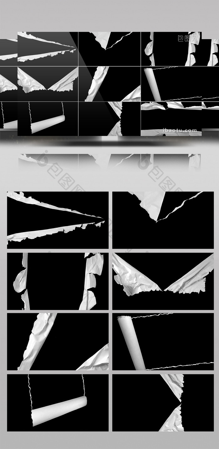 22组带通道撕纸转场特效视频素材