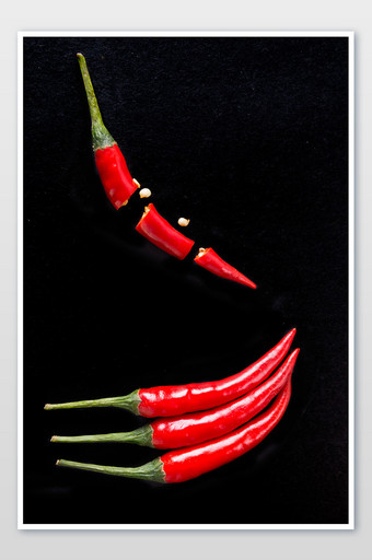 辣椒小米椒红椒新鲜单个黑色高清摄影图图片