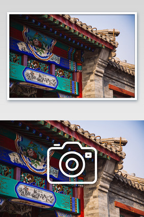 中国传统建筑特色屋檐特写摄影图