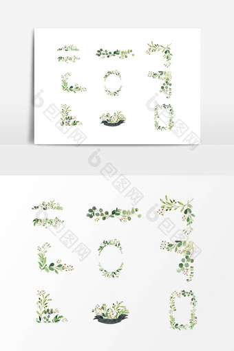 绿色植物装饰边框设计素材图片