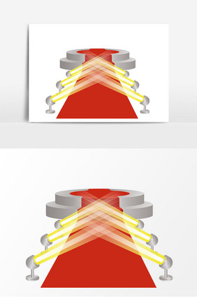 手绘红毯灯光舞台矢量元素