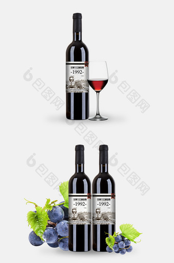 红酒标签 葡萄酒包装 瓶贴 手绘风格元素图片
