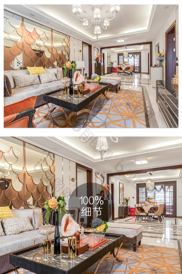 精致奢华的地产客厅家居图片-包图网