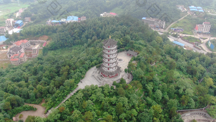 航拍湖南娄底双峰县文塔图片-包图网企业站