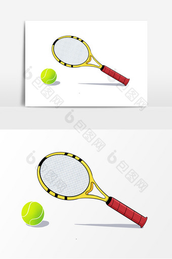 网球网球拍卡通元素图片