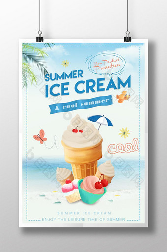 新鲜夏日甜品冰淇淋海报图片