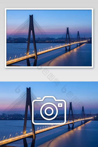 蓝色大气城市桥梁摄影图片