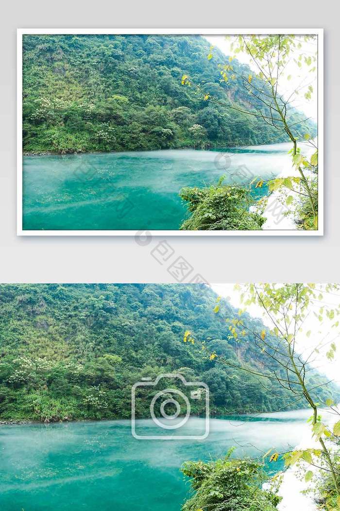 绿色河流树林摄影图