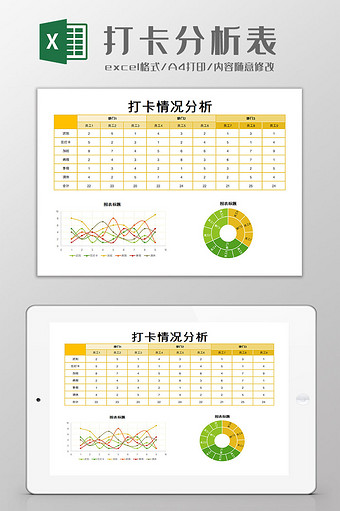 打卡分析表excel模板图片