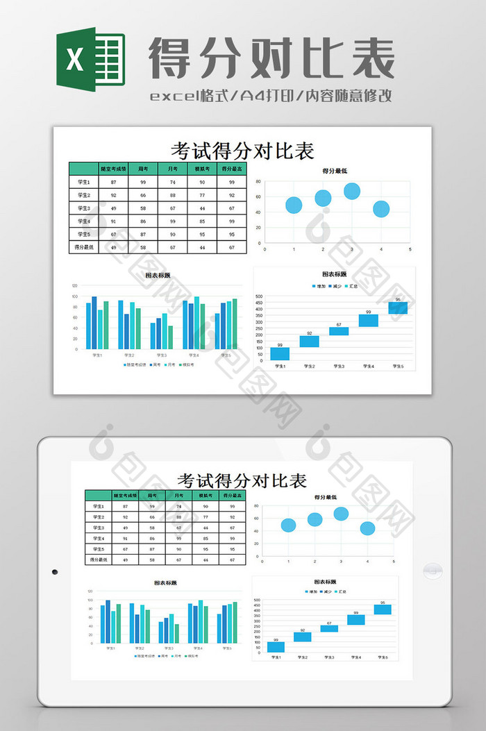 得分对比表excel模板