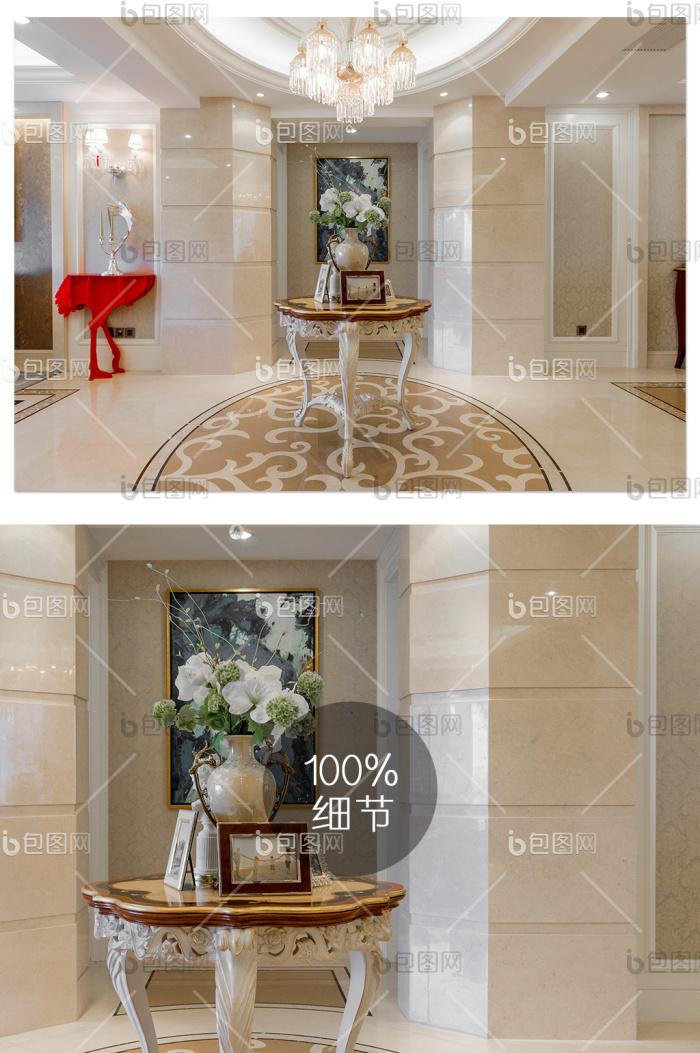 欧式奢华的地产客厅玄关摄影图图片-包图网