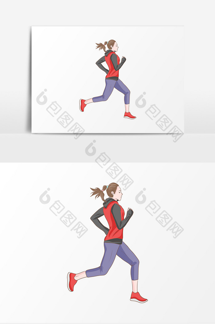 跑步运动卡通人物元素