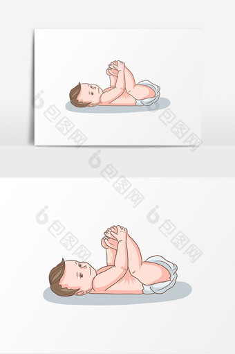 平躺婴儿卡通创意元素图片