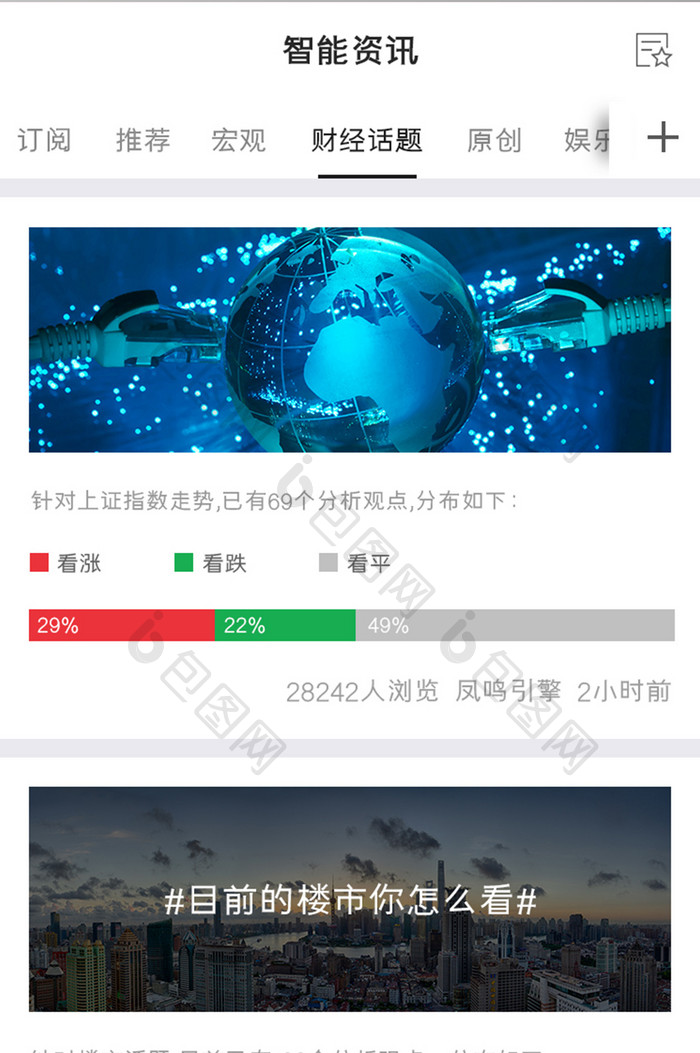 投资理财APP财经话题UI移动界面