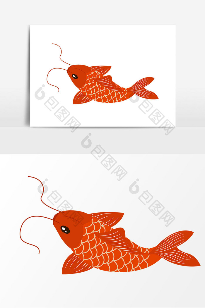 手绘红色鲤鱼矢量元素
