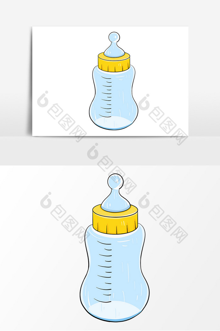 手绘婴儿奶瓶装饰元素