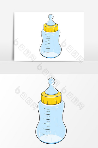 手绘婴儿奶瓶装饰元素图片