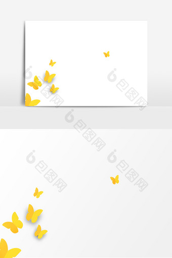 创意质感飞舞蝴蝶黄色蝴蝶元素图片