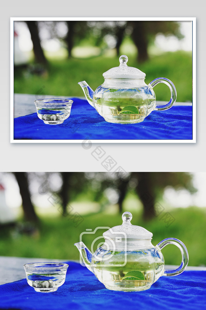 绿色茶具摄影图片图片