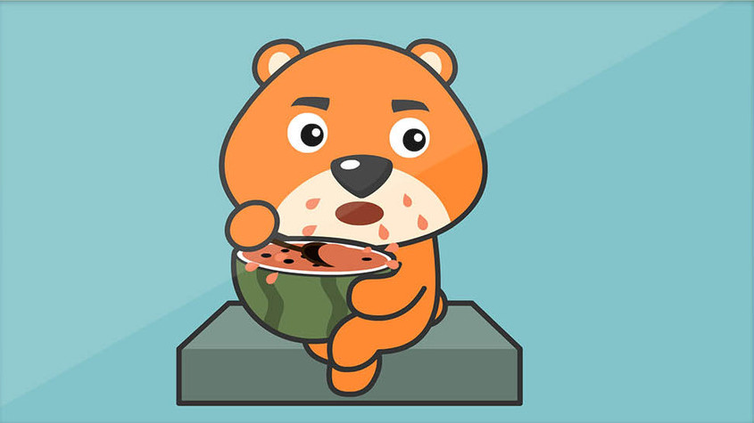 看图讲述小熊吃西瓜图片