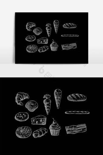 手绘食物面包设计元素图片