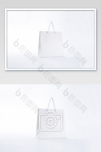 纯白色环保纸袋摄影图片