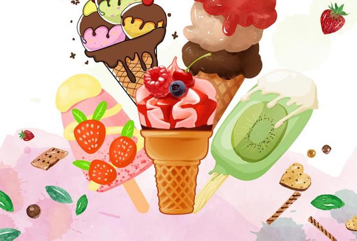 新鲜多彩的冰淇淋甜点海报