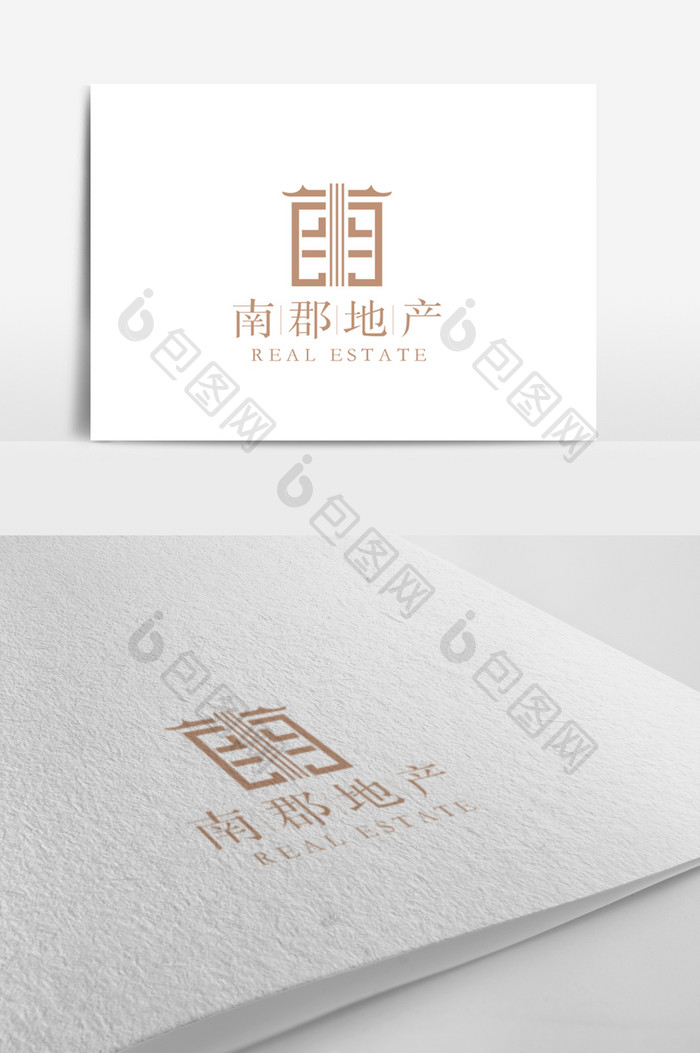 中式大气简洁简约地产院子logo模板