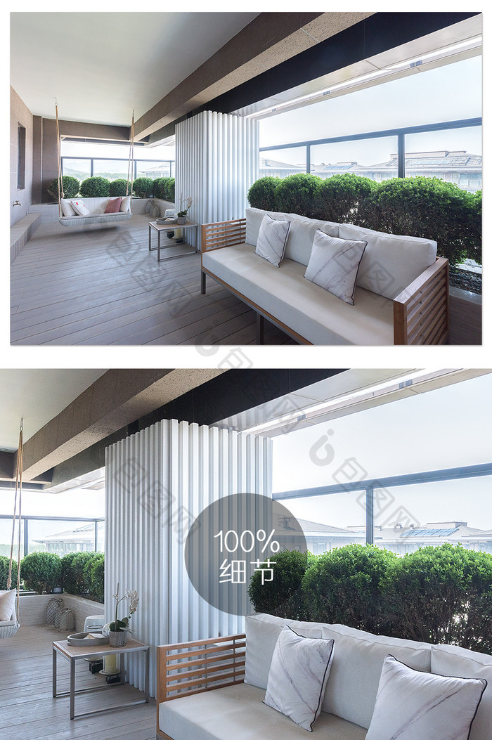 中式大气典雅的阳台家居摄影图