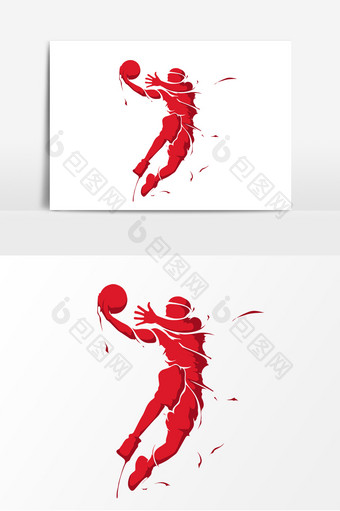 创意大气手绘篮球运动员素材图片