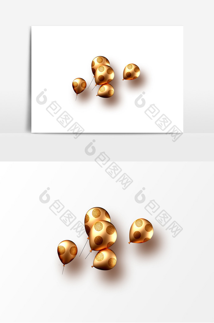 金色金属气球装饰图案元素