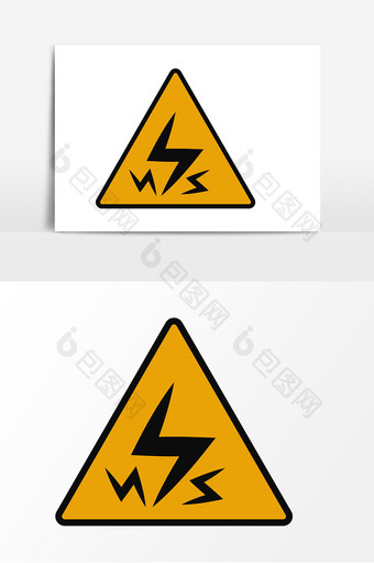 黄色小心触电警示牌素材图片