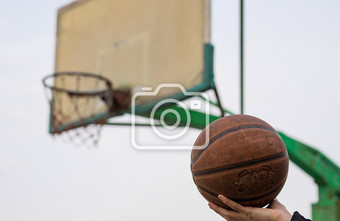 特写篮筐篮球摄影图片